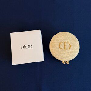 Dior Gold Round Zip Jewelry Case